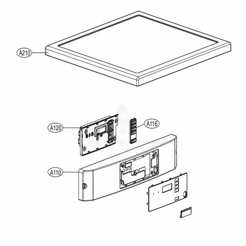 Control Panel And Plate Assembly Diagram and Parts List for GDL1329QGS3 ASSEELC LG Dryer