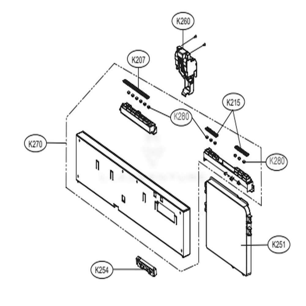 Panel Assembly Diagram and Parts List for LSDF9962ST ASTEEUS LG Dishwasher