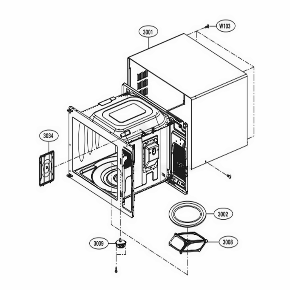 Oven Cavity Parts Diagram and Parts List for LMC2075SW CWHELNA LG Range