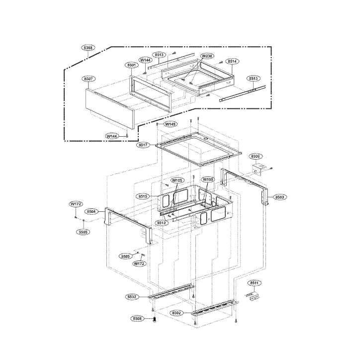 Drawer Diagram and Parts List for LRE30451ST 02 LG Range