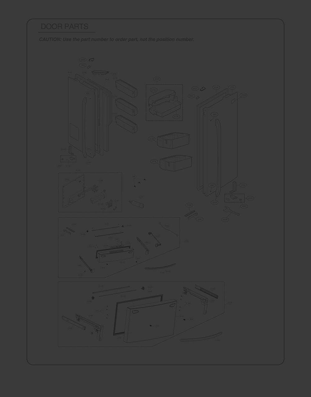 Door Parts Diagram and Parts List for GR-L31GHSXM ASTCSE0 LG Refrigerator