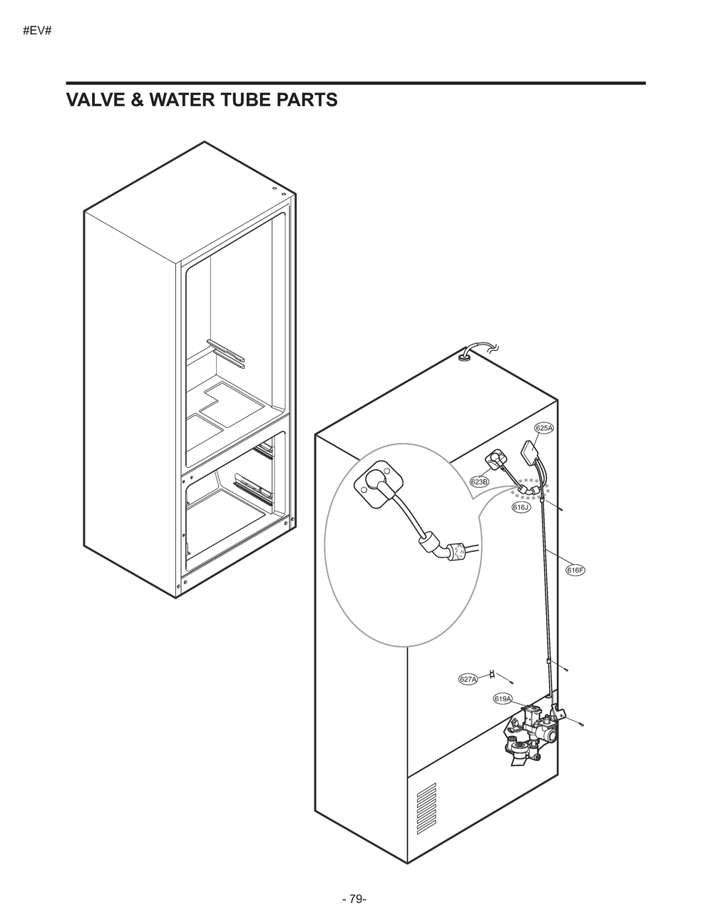 Valve And Water Tube Parts Diagram and Parts List for GM-L268NSJP ASTCNA0 LG Refrigerator
