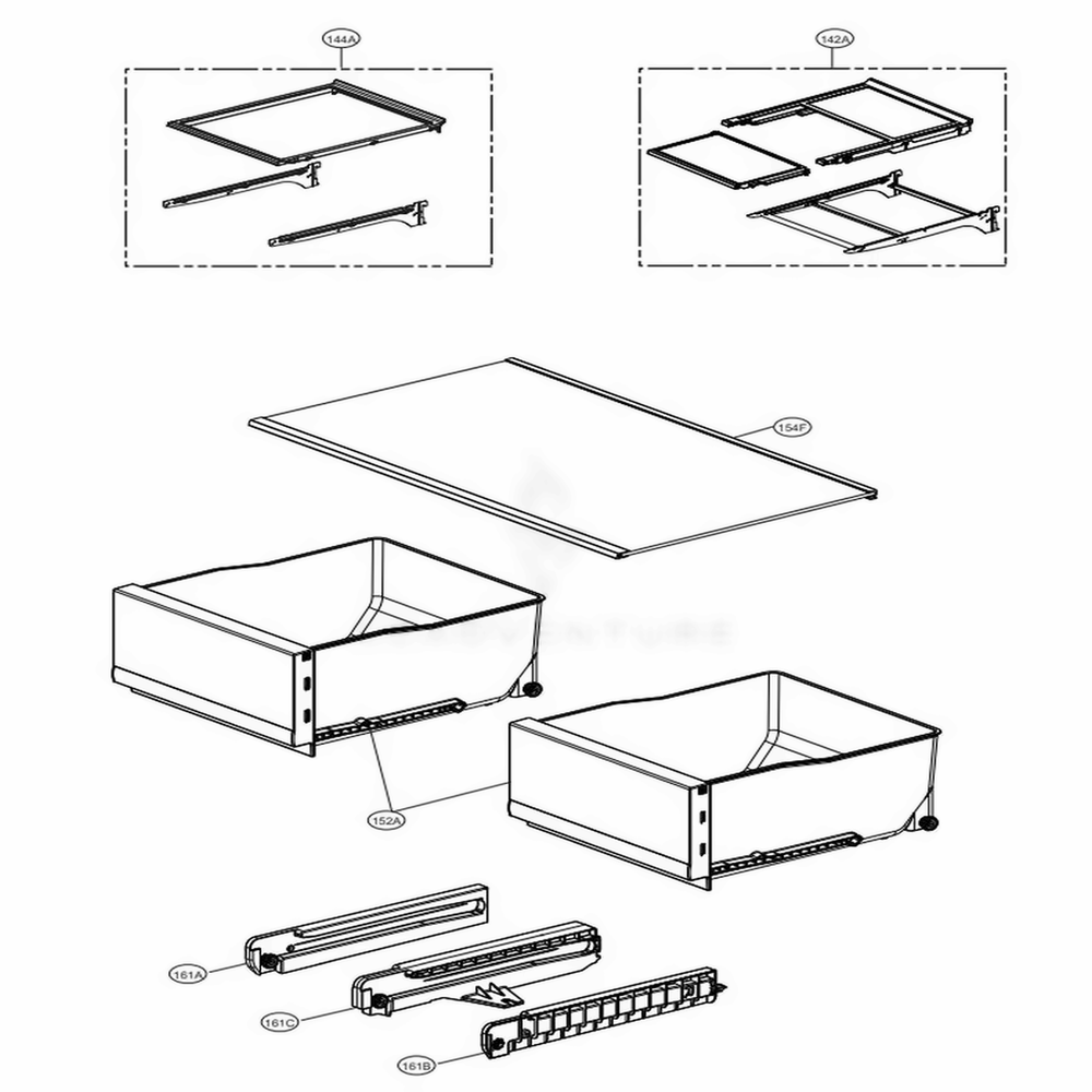 Drawers And Vegatable Room Part Diagram and Parts List for LNXS30866D ASBCNA0 LG Refrigerator