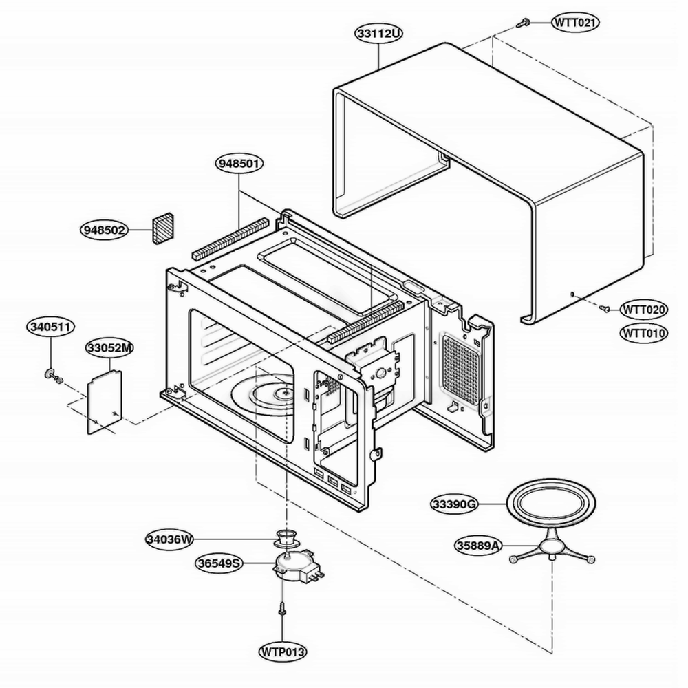 Oven Cavity Parts Diagram and Parts List for DMW13MW MWEDOM LG Range