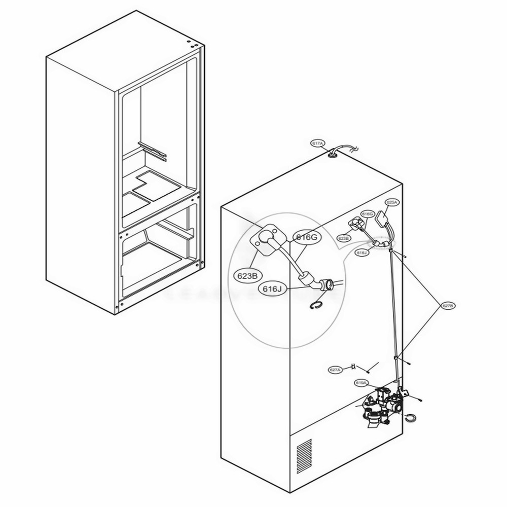 Valve And Water Tube Parts Diagram and Parts List for LFXS24626S ASTCNA0 LG Refrigerator