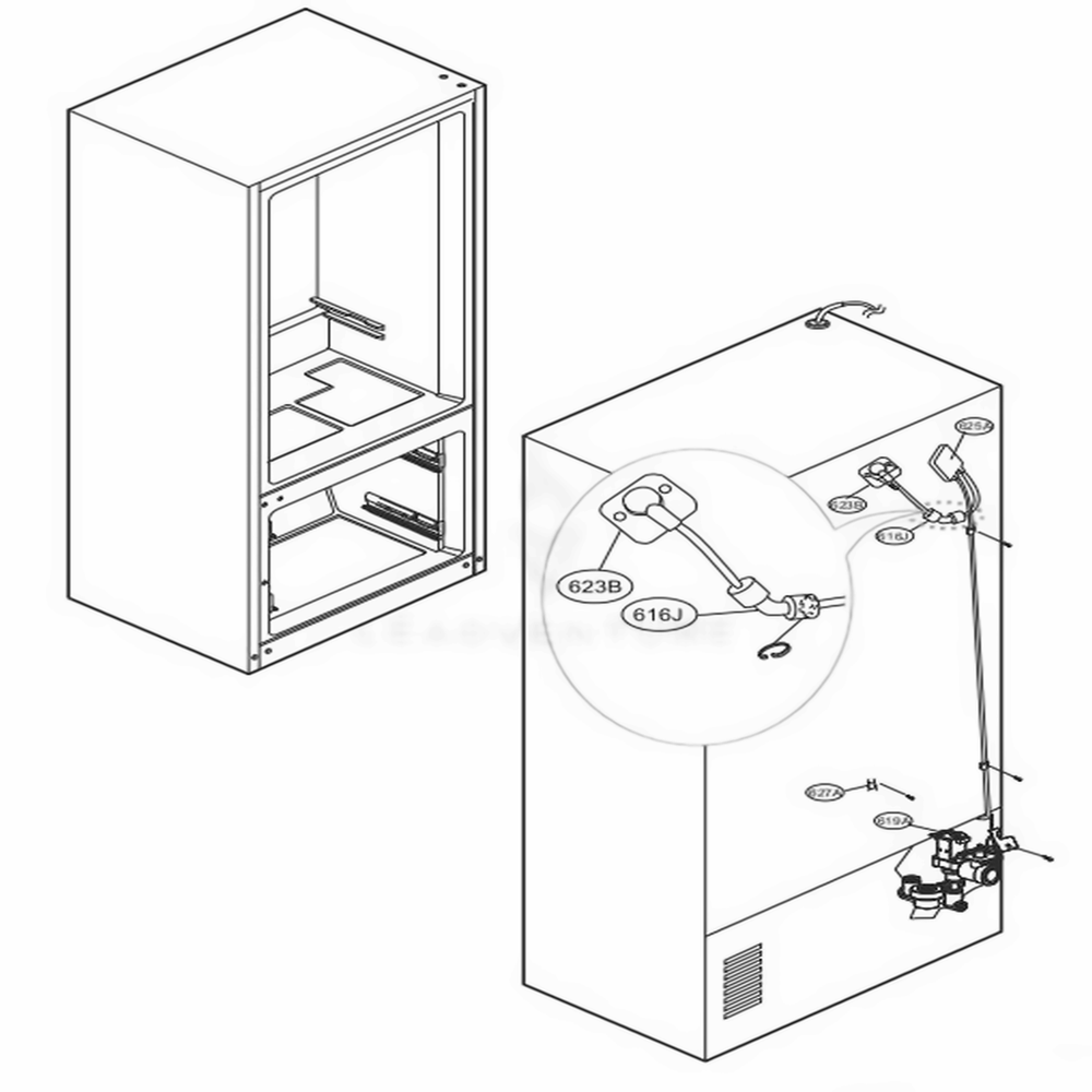 Valve And Water Tube Parts Diagram and Parts List for LFXS24623S ASTCNA0 LG Refrigerator