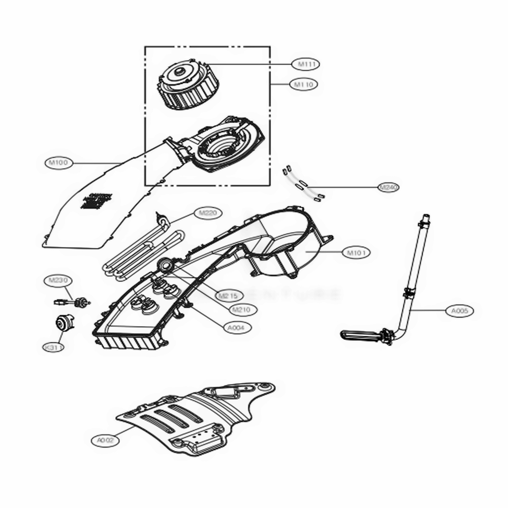 Duct Assembly Diagram and Parts List for 41003 ASTESEU LG Washer