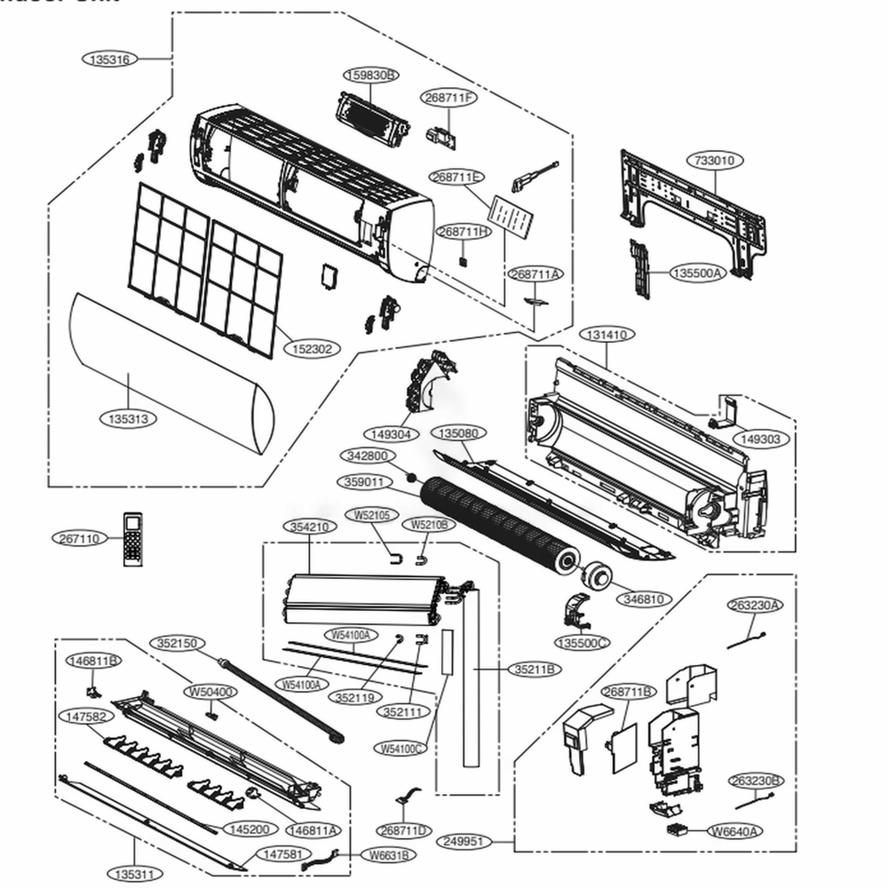 Indoor Unit Diagram and Parts List for LAN090HYV AWHBEUS LG Air Conditioner