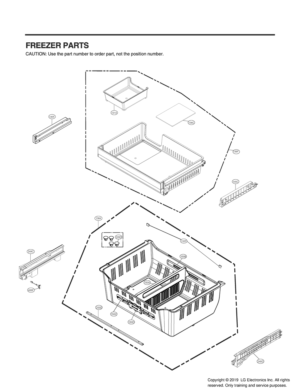 Freezer Parts Diagram and Parts List for GR-X30GMKYM ASBCNA2 LG Refrigerator