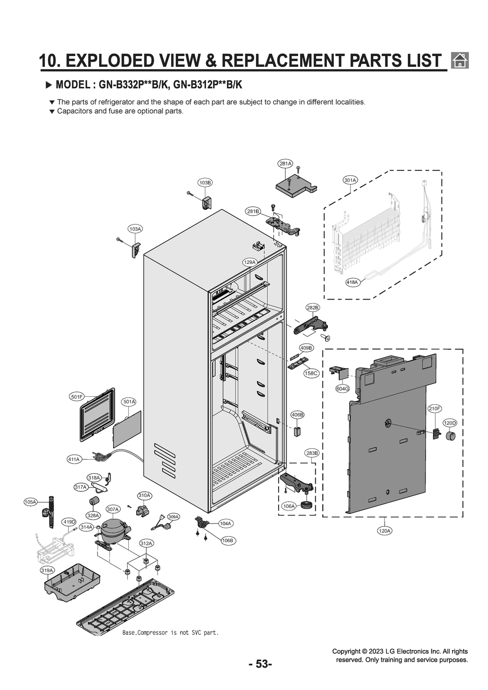 Diagram 1 Diagram and Parts List for LT11C2000V APZCNA0 LG Refrigerator