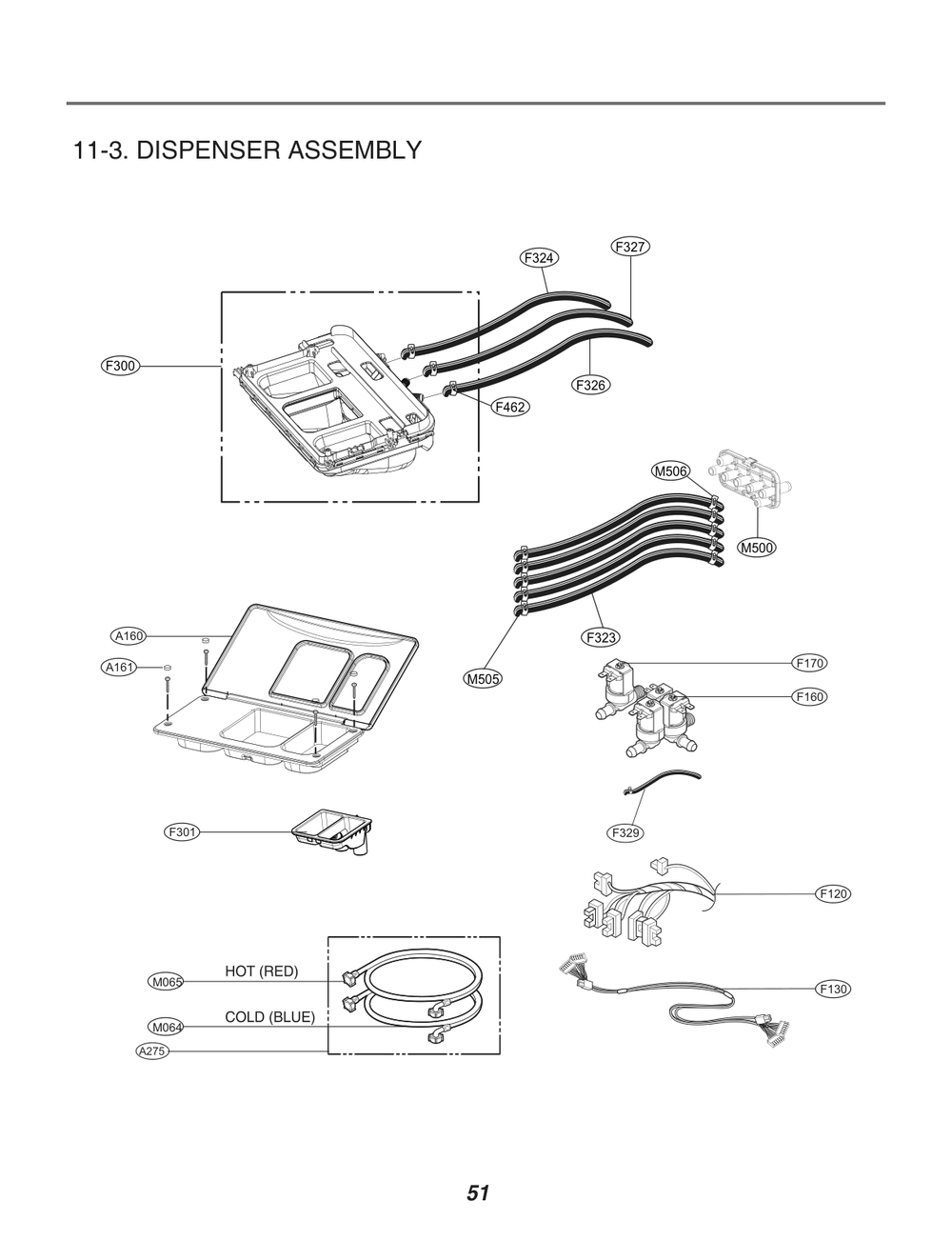 Dispenser Assembly Diagram and Parts List for FH0C7FD3 ASSEELC LG Washer