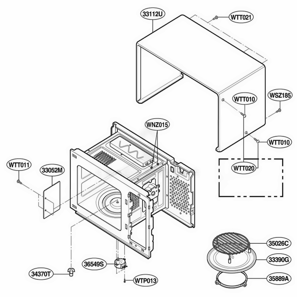 Oven Cavity Parts Diagram and Parts List for JMC9158AAW AW1EJEN LG Wall Oven