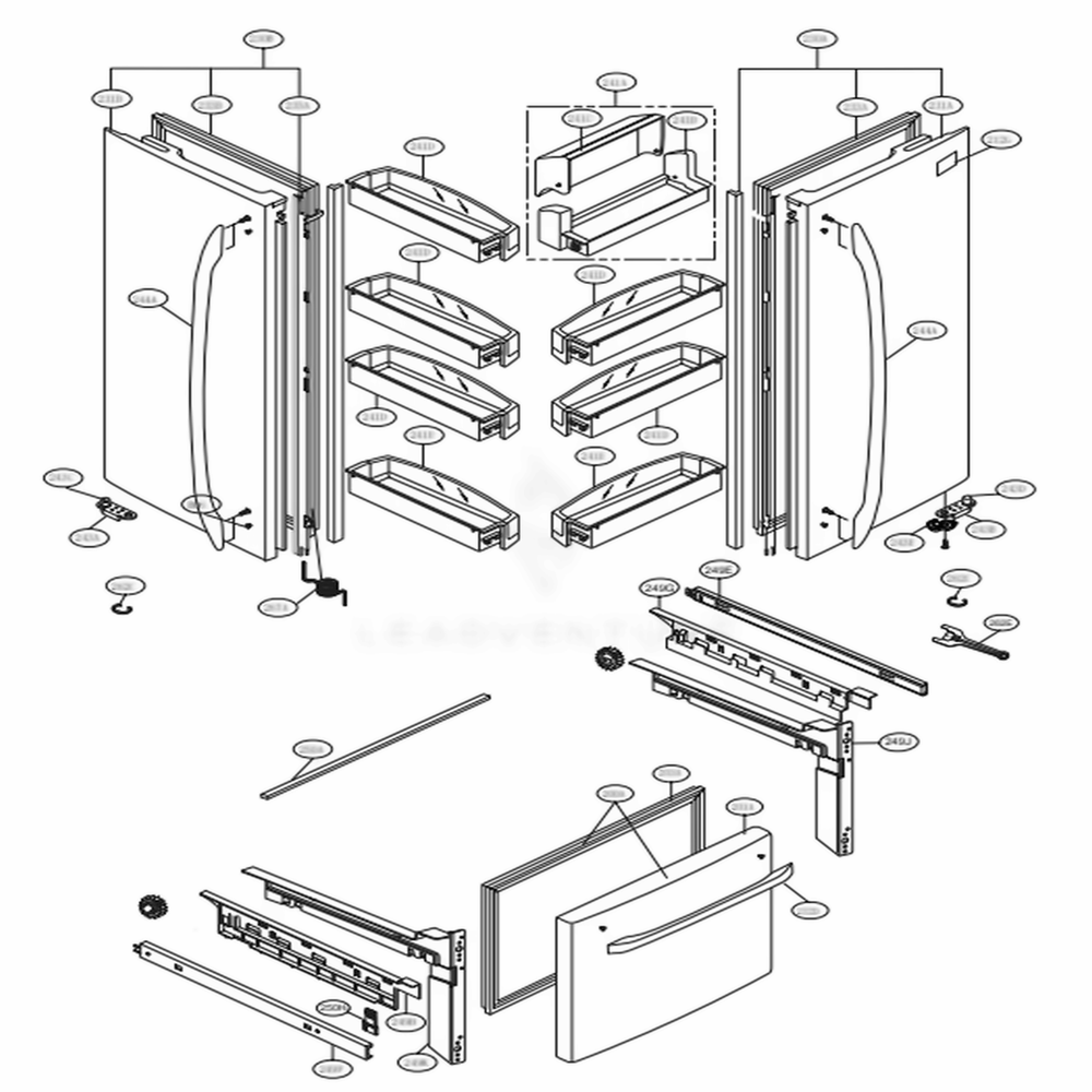 Door Parts Diagram and Parts List for LFC21776D ASBCNA0 LG Refrigerator