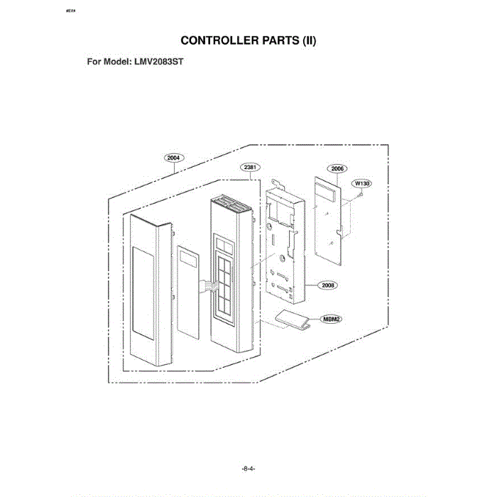 Section 1 Diagram and Parts List for LMV2083ST ASBELGA LG Microwave Oven Combo