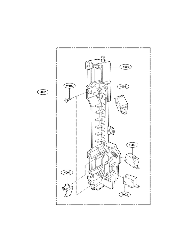 Latch Board Parts Diagram and Parts List for LMV2053SW 01 LG Microwave
