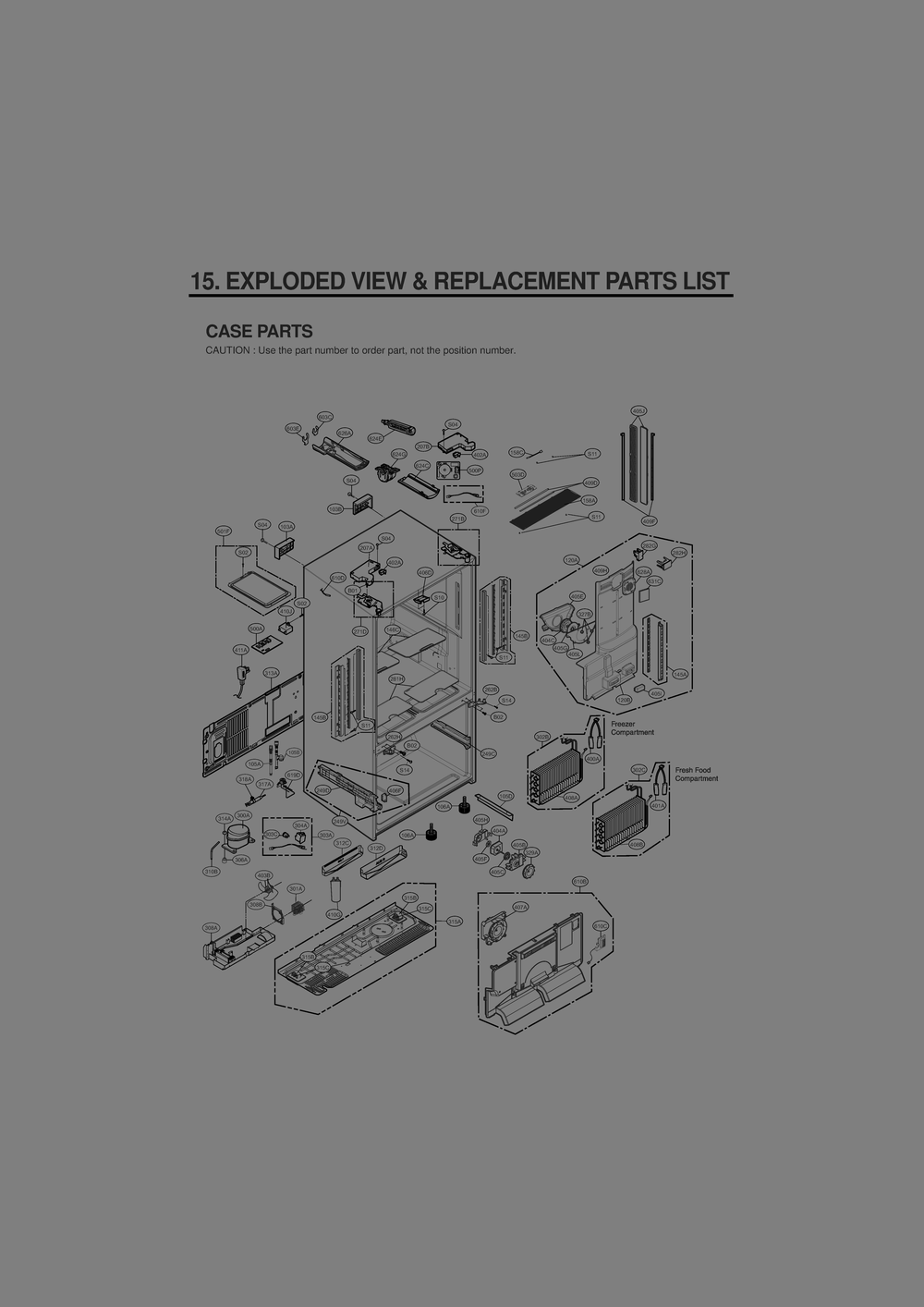 Case Parts Diagram and Parts List for GR-J338HSJP ASTCNA0 LG Refrigerator