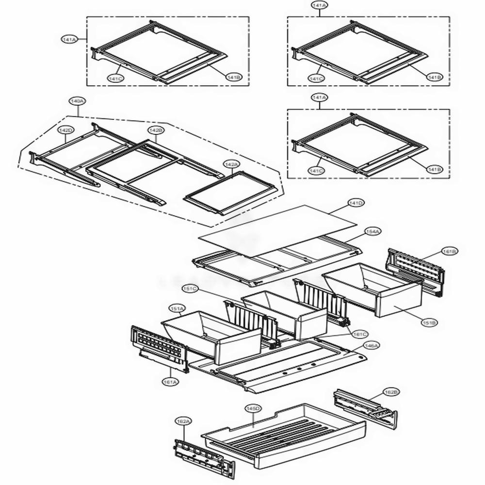 Refrigerator Parts Diagram and Parts List for LFX28991ST ASTCNA1 LG Refrigerator