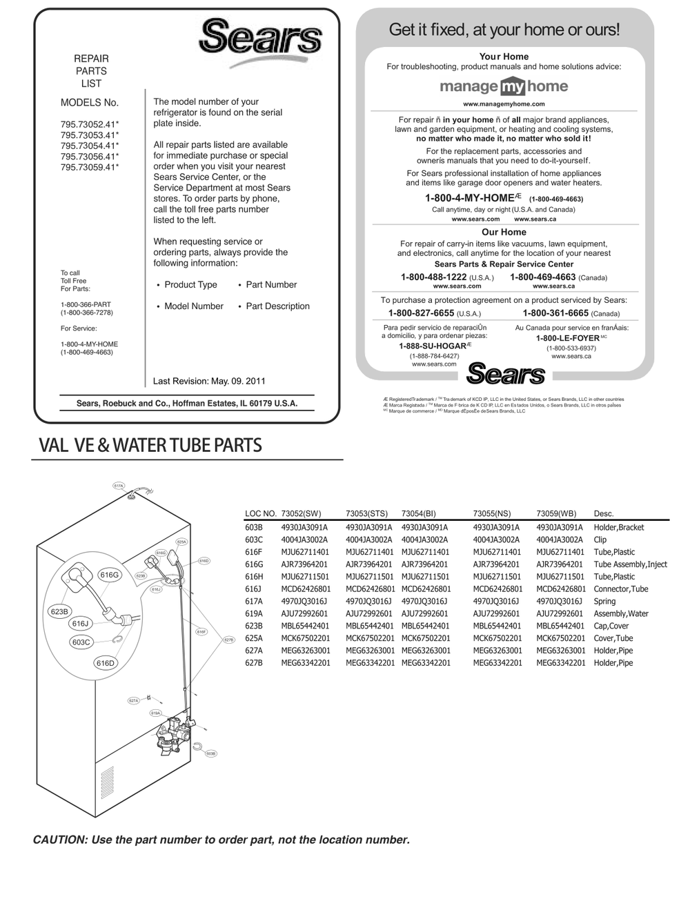 Valve And Water Tube Parts Diagram and Parts List for GC-L288GQXM ABICSE0 LG Refrigerator