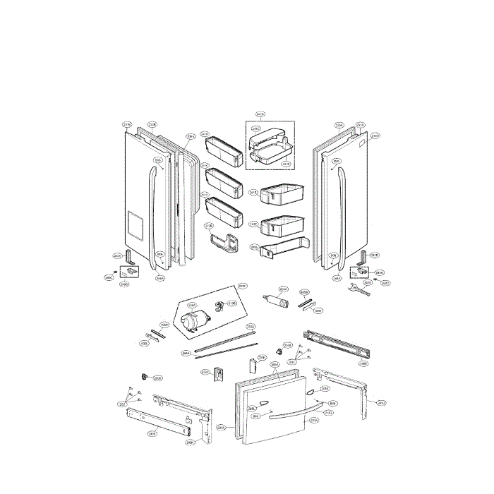 Door Diagram and Parts List for LFX29927SB 00 LG Refrigerator