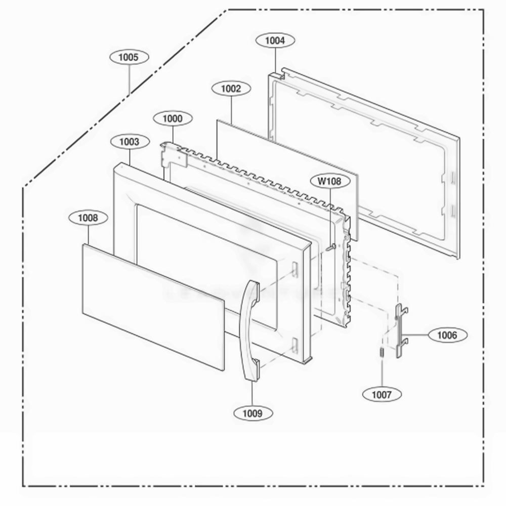 Door Parts Diagram and Parts List for MV1526B ABKESEG LG Wall Oven