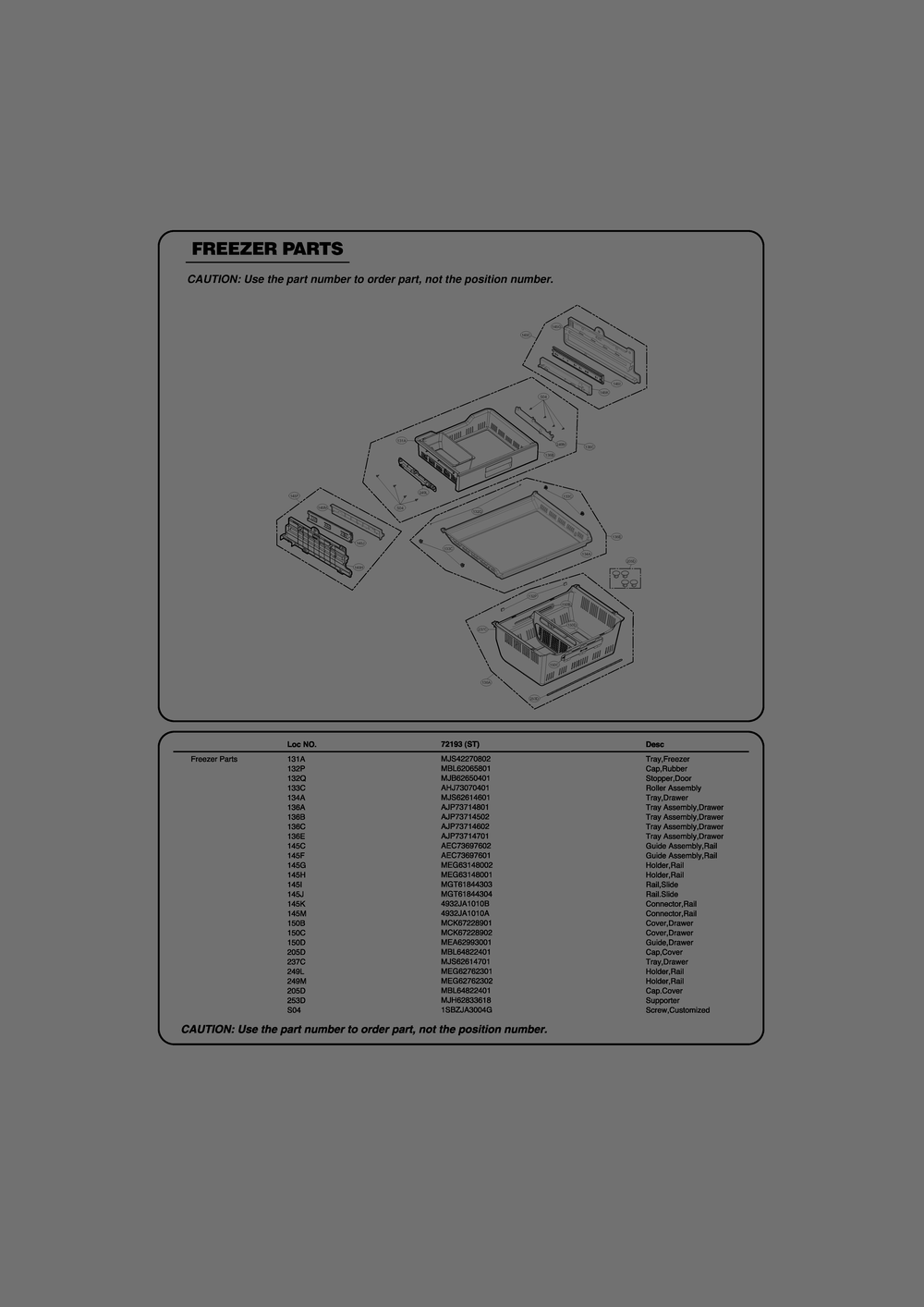 Freezer Parts Diagram and Parts List for GR-J338HSTP ASTCSE1 LG Refrigerator