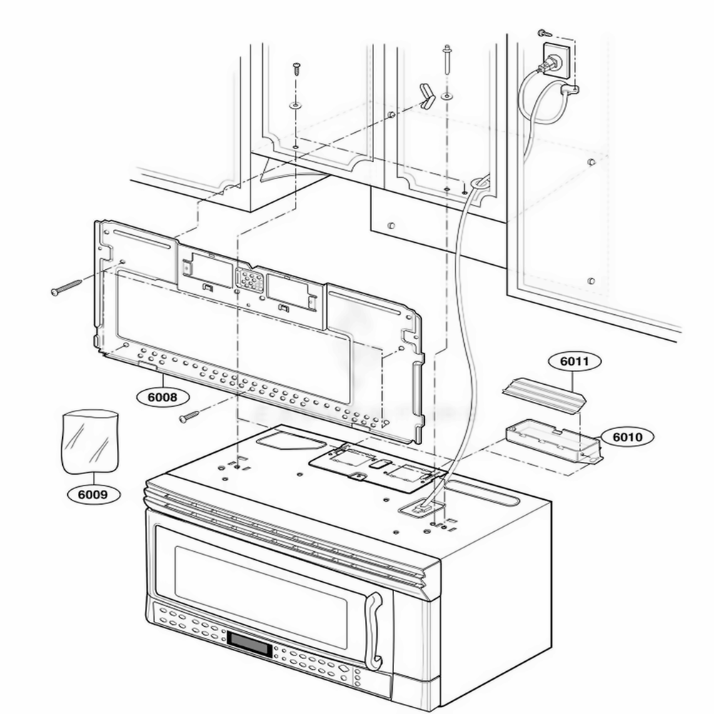 Installation Parts Diagram and Parts List for 64669 AB1ESEA LG Range