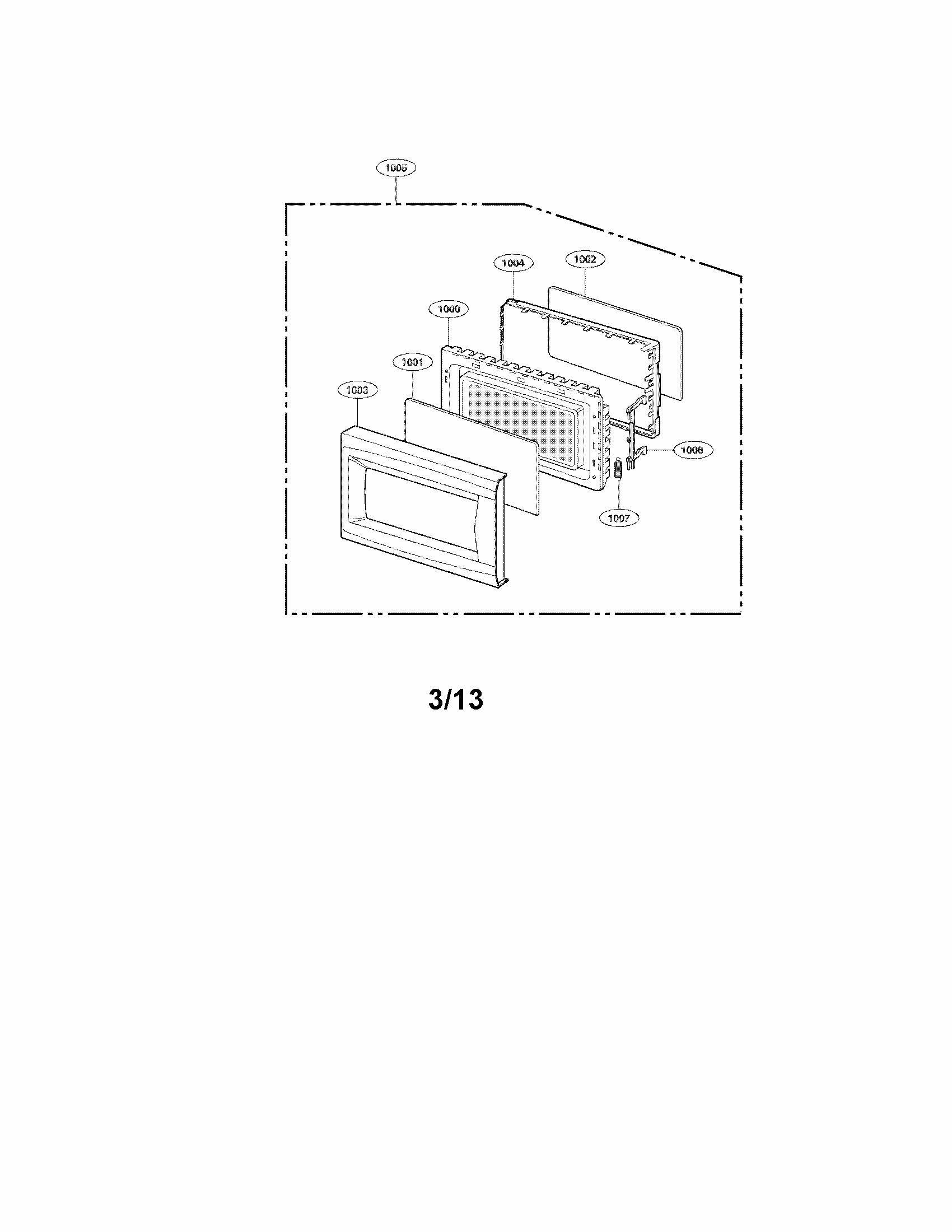 Door Parts Diagram and Parts List for 72166222011  Kenmore Microwave
