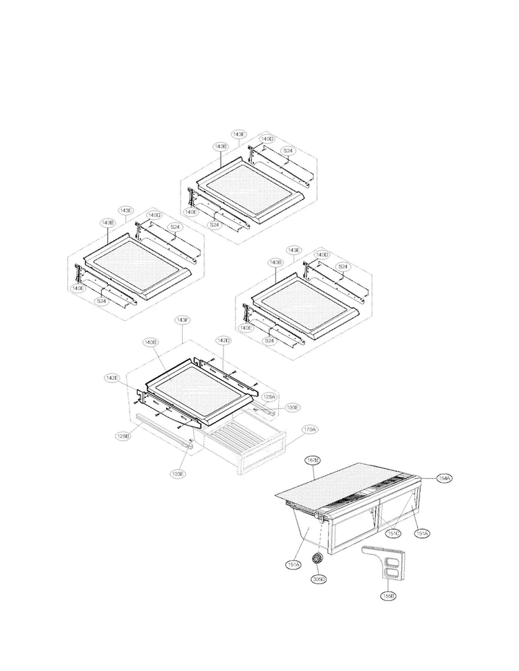 Refrigerator Parts Diagram and Parts List for LFX23961ST 02 LG Refrigerator