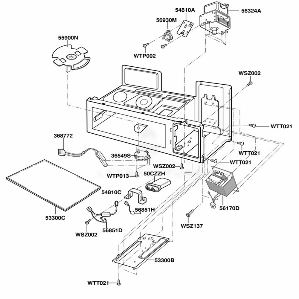 Interior Parts 1 Diagram and Parts List for DOTRC11B BKEDOM LG Wall Oven