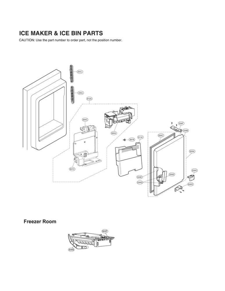 Ice Maker And Ice Bin Parts Diagram and Parts List for LFXS28596M 01 LG Refrigerator