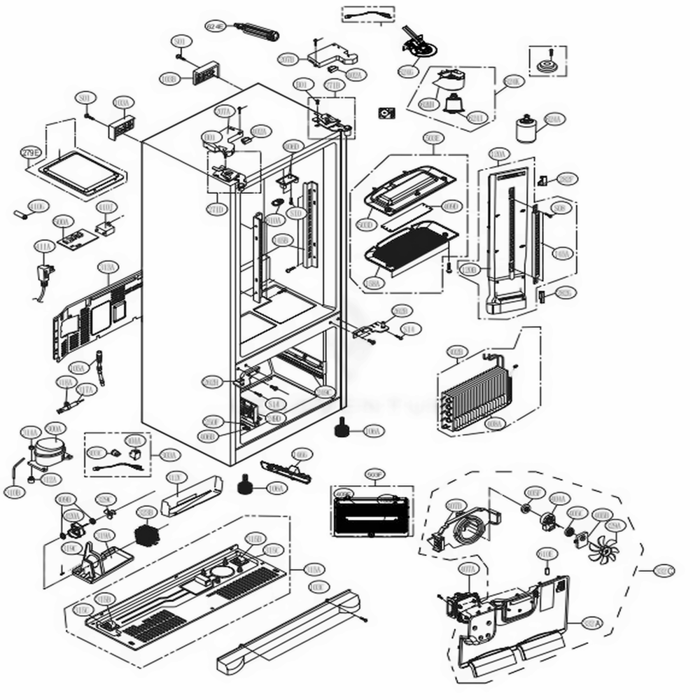 Case Parts Diagram and Parts List for LFXS24566S ASTCNA0 LG Refrigerator
