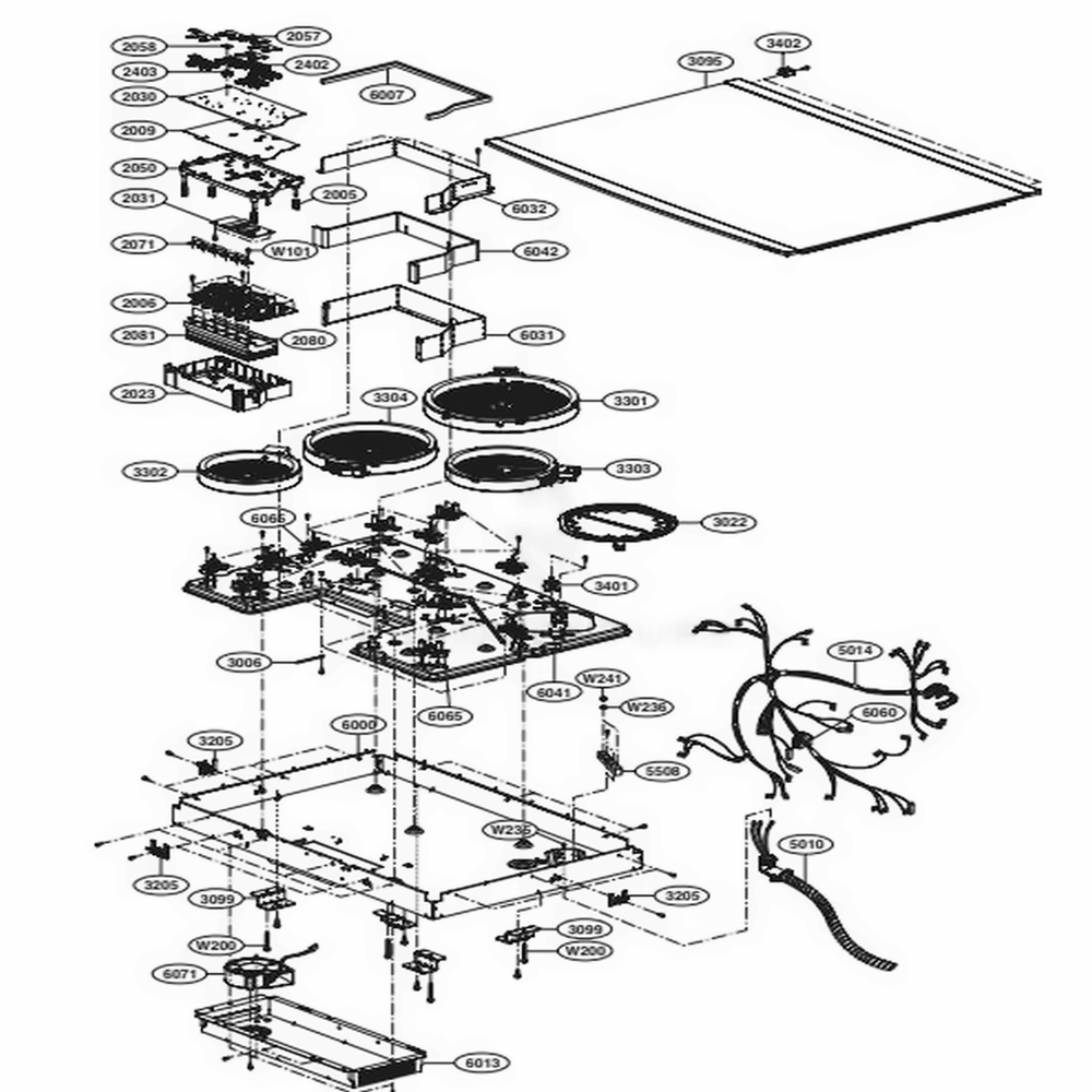 Main Diagram and Parts List for UPCE3064ST ASTLSGN LG Wall Oven