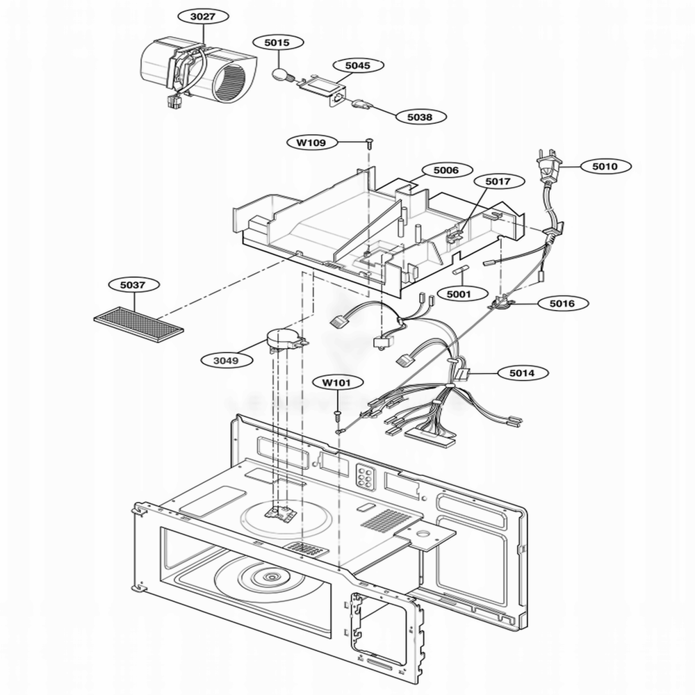 Interior Parts 2 Diagram and Parts List for JVM1542WF CWHEGEU LG Wall Oven