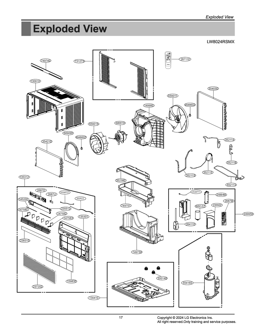Diagram 1 Diagram and Parts List for LW8024RSMX AT1AUSH LG Air Conditioner