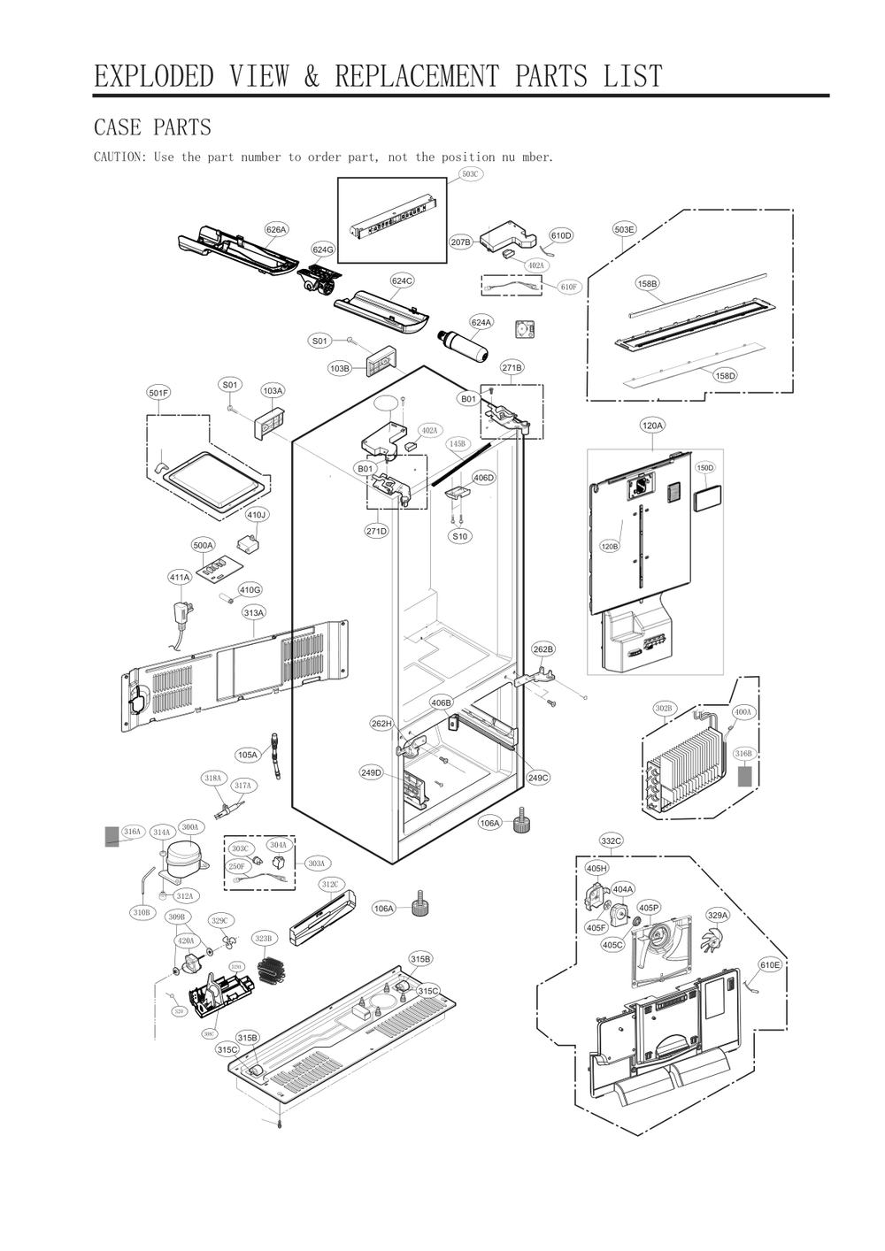 Introduction Diagram and Parts List for GC-B288NQUM ASWCSE0 LG Refrigerator
