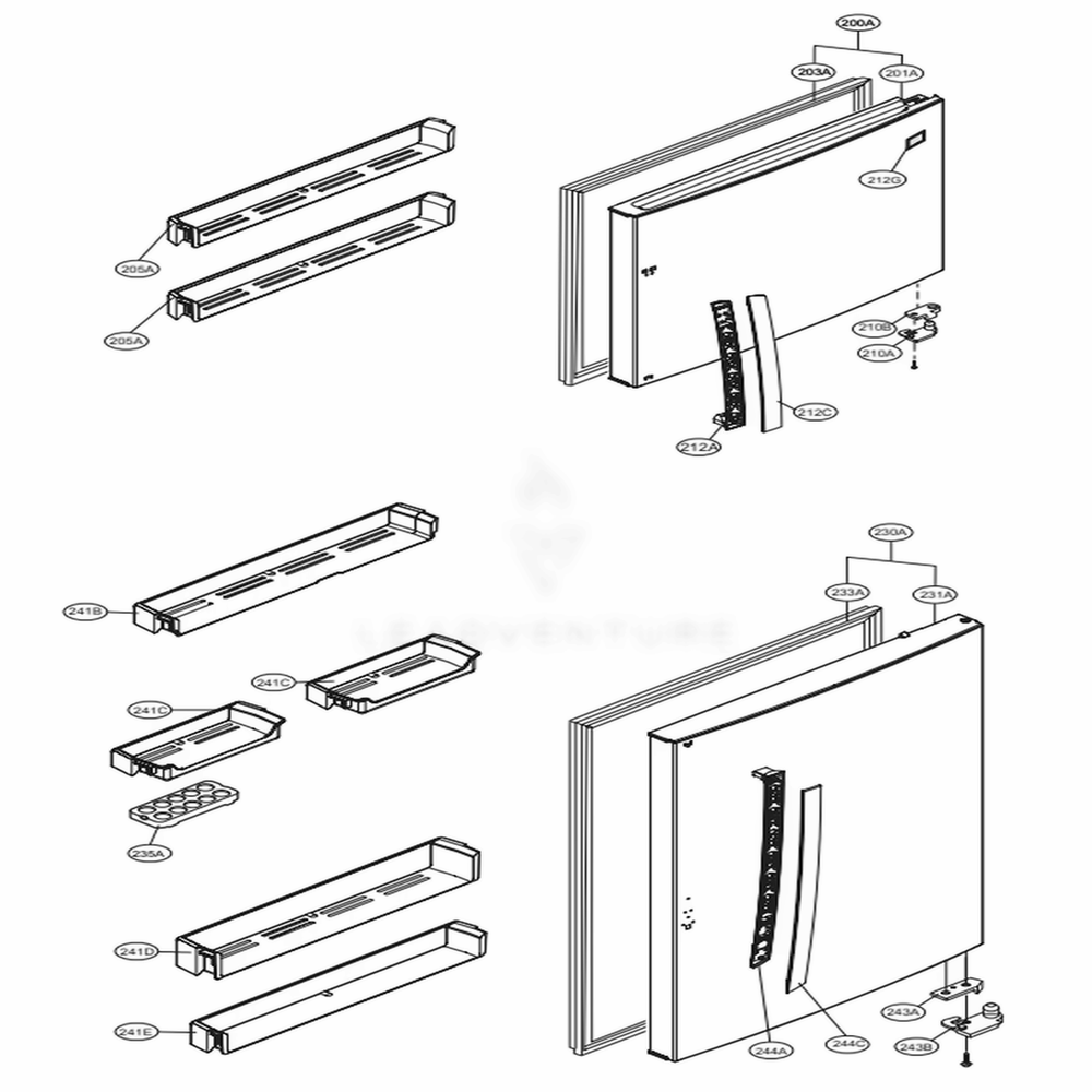 Main 3 Diagram and Parts List for GT515BWL ASWRGAP LG Refrigerator