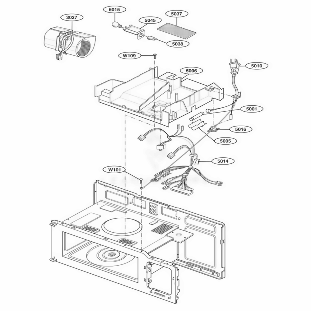 Interior Parts 2 Diagram and Parts List for MH6141XKQ AW1EWRP LG Wall Oven