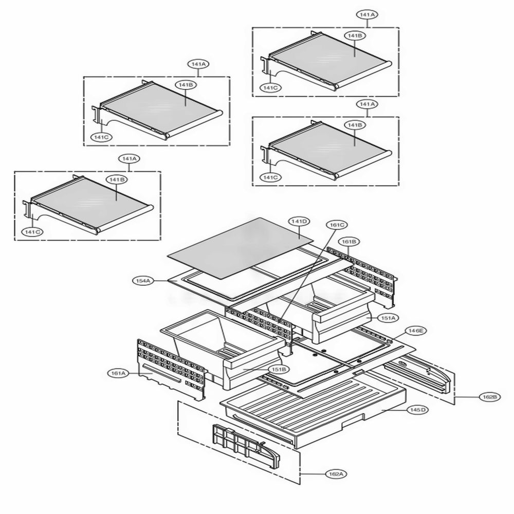 Refrigerator Parts Diagram and Parts List for 71606 ATICSE3 LG Refrigerator