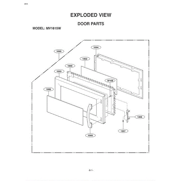 Section 7 Diagram and Parts List for MV1615W AWHEGSE LG Microwave Oven Combo