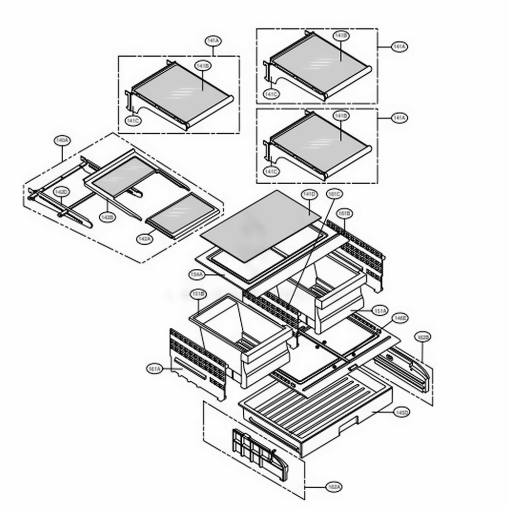 Refrigerator Parts Diagram and Parts List for 79753 AST2SER LG Refrigerator