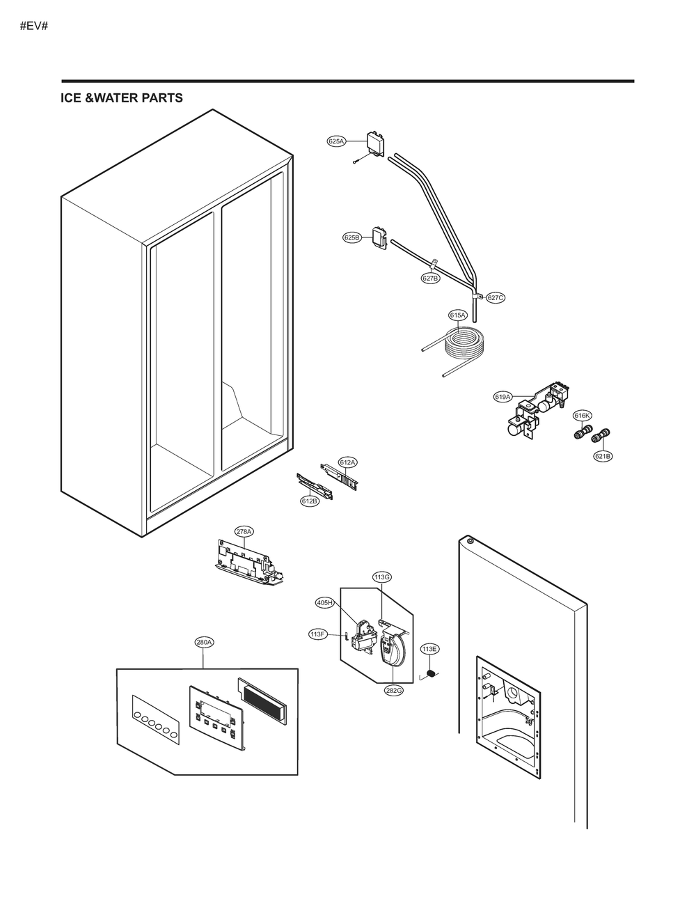Ice &water Parts Diagram and Parts List for GM-L237LQJM ASWCSE1 LG Refrigerator