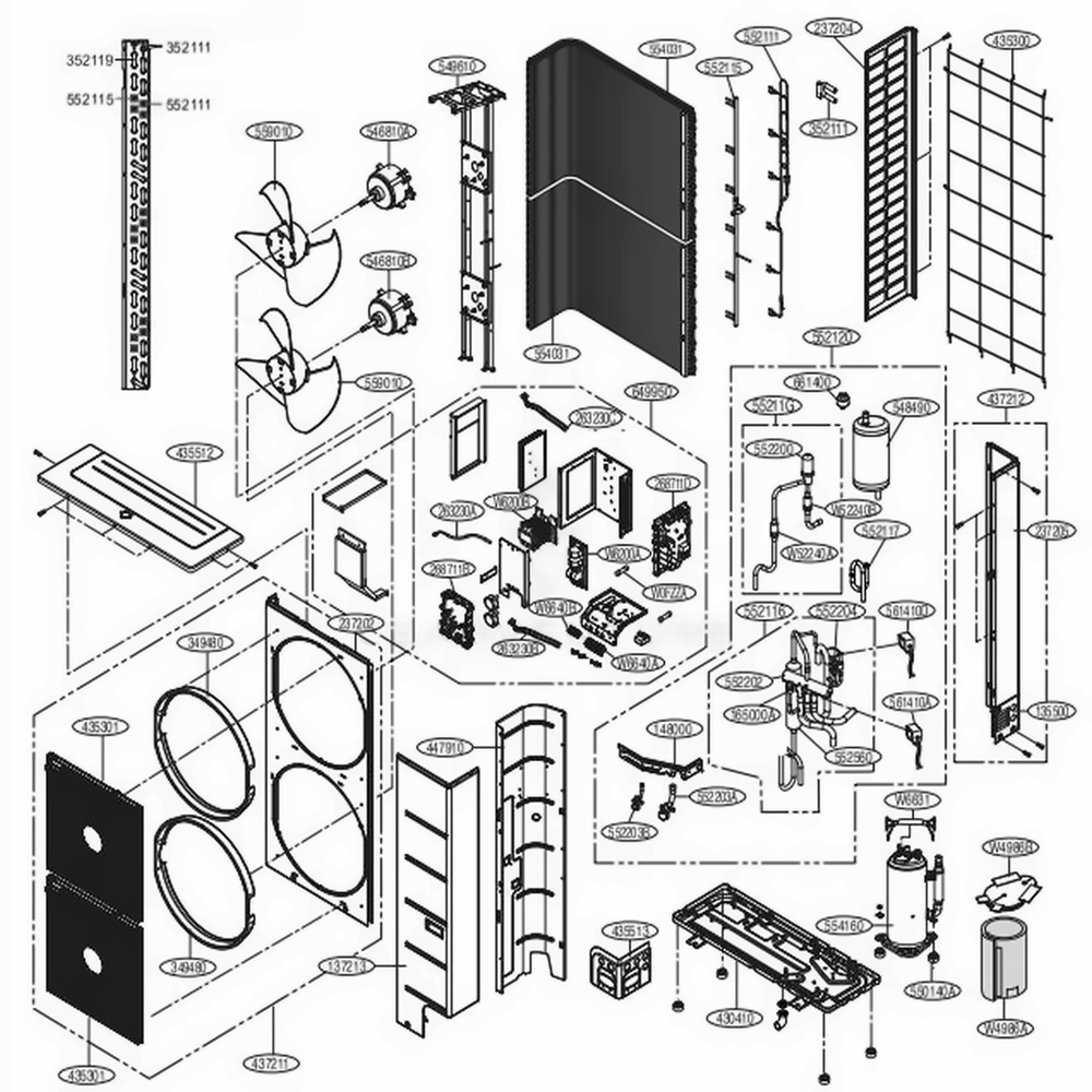 Main Diagram and Parts List for LMU540HV AWGBEUS LG Air Conditioner