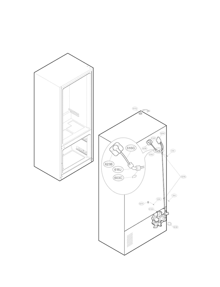 Valve And Water Parts Diagram and Parts List for LFX31925ST 08 LG Refrigerator