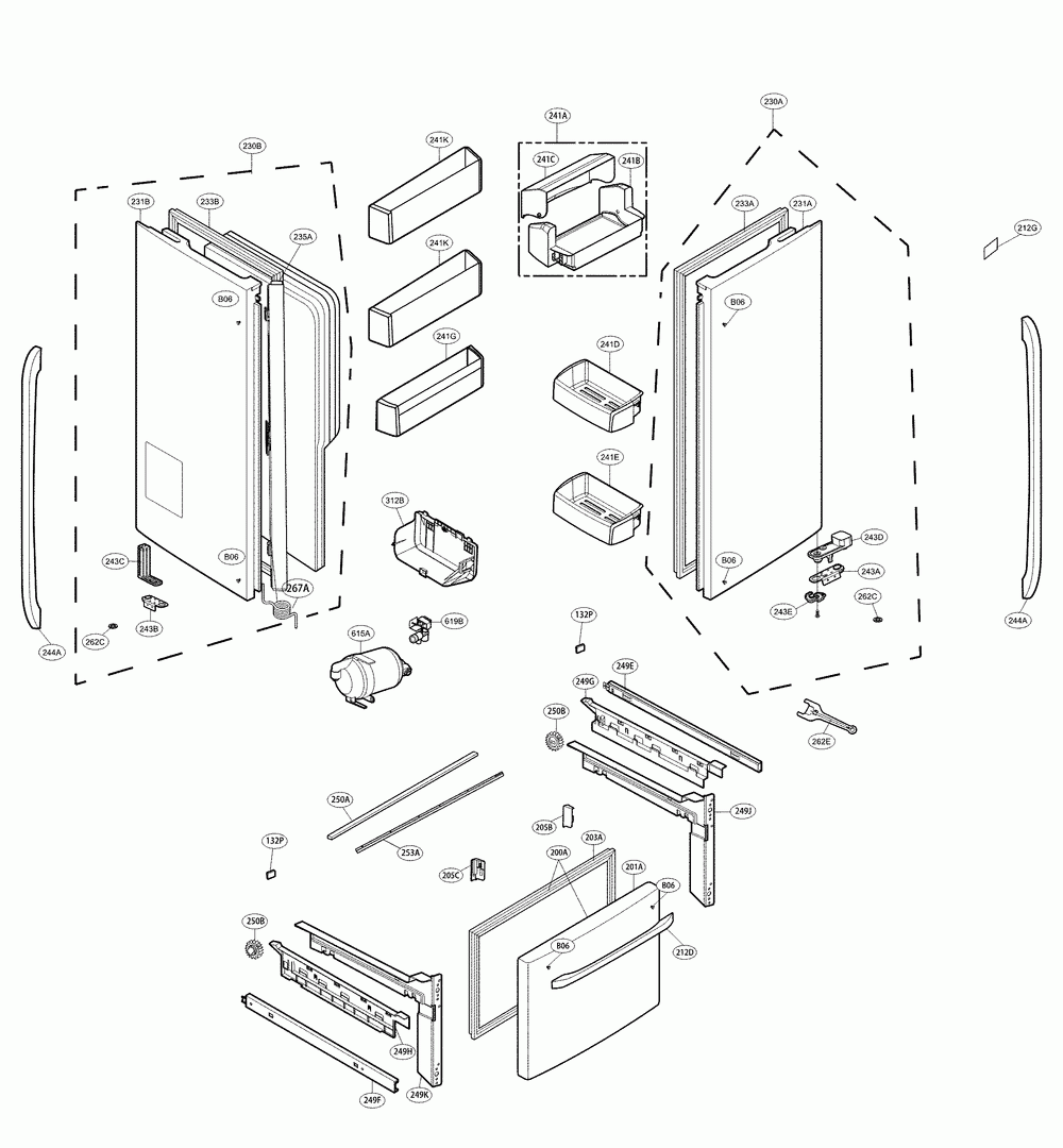 Door parts Diagram and Parts List for 79570322311  Kenmore Refrigerator