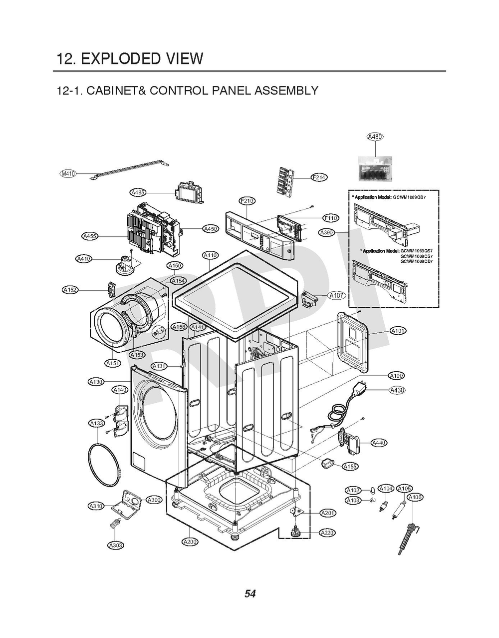 Diagram 1 Diagram and Parts List for GCWM1069QS7  LG Washer Dryer Combo