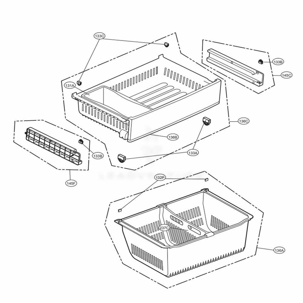 Freezer Parts Diagram and Parts List for 74109 AWBCSE0 LG Refrigerator