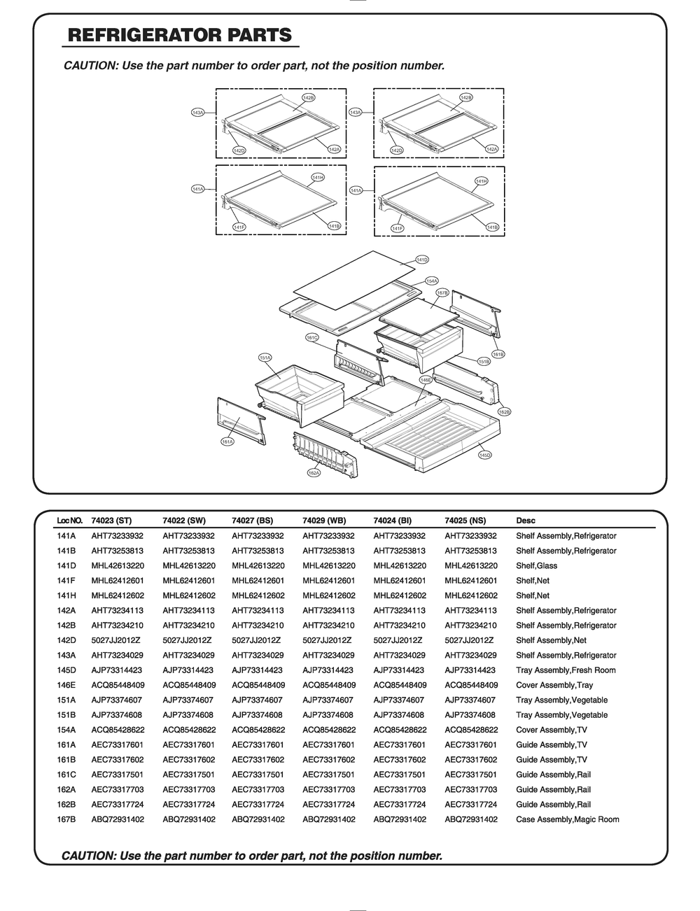 Refrigerator Parts Diagram and Parts List for GR-L318LQTM AWBCSE2 LG Refrigerator