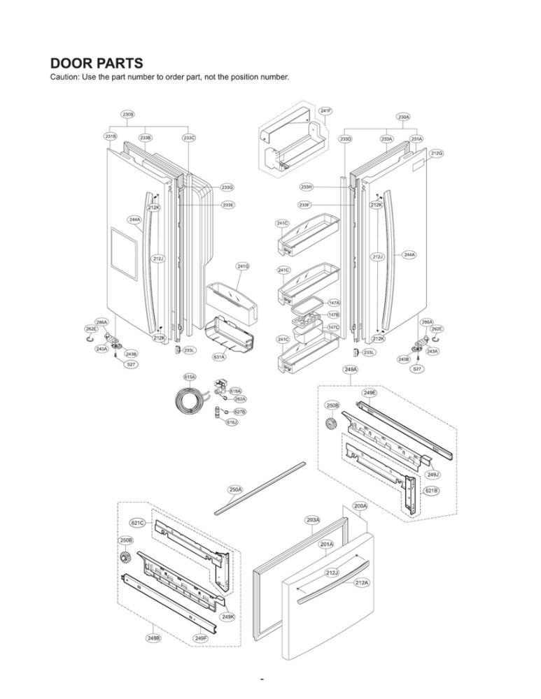 Door Parts Diagram and Parts List for LFX23961SW 02 LG Refrigerator