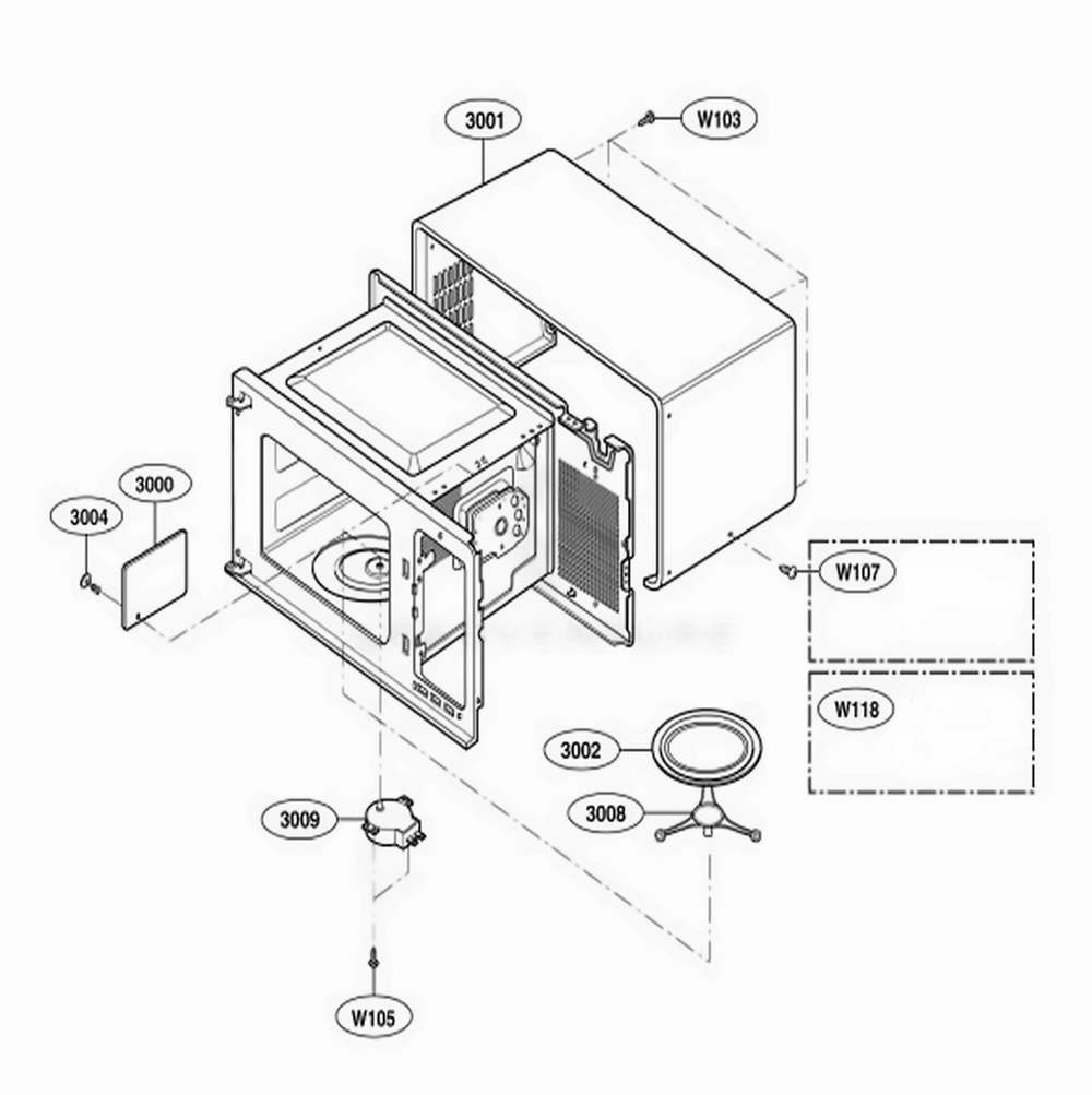 Oven Cavity Parts Diagram and Parts List for UMC5200AAB ABKEMGR LG Range
