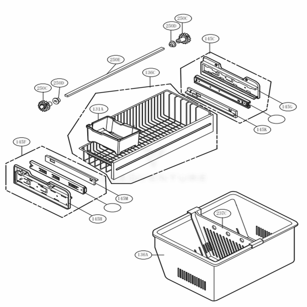 Freezer Parts Diagram and Parts List for LFC21776D ASBCNA0 LG Refrigerator